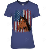 Horse American Flag Patriotic Horseback Women Tank Top V-Neck T-Shirt