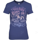 This Girl Runs On Jesus And Horses Horse Women Tank Top V-Neck T-Shirt