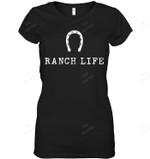 Ranch Life Horse Shoe Graphic Women Tank Top V-Neck T-Shirt