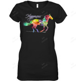 Horse Happiness Watercolor Art Women Tank Top V-Neck T-Shirt