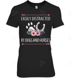 Easily Distracted By Dogs And Horses Women Tank Top V-Neck T-Shirt