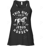 This Girl Runs On Jesus And Horses 2 Women Tank Top V-Neck T-Shirt