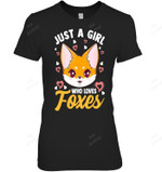 Just A Girl Who Loves Foxes Kids Girls Cute Fox Gift Mom Fox Women Tank Top V-Neck T-Shirt