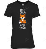 Keep Calm And Yoga Fox Women Tank Top V-Neck T-Shirt