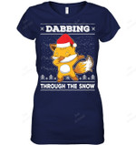 Dabbing Through The Snow Fox Women Tank Top V-Neck T-Shirt