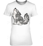 Cute Baby Howling Wolf Cub Sketch Gifts Costume Stuff Gifts Women Tank Top V-Neck T-Shirt