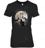 Three Wolves Howling At The Moon Women Tank Top V-Neck T-Shirt