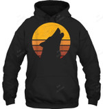 Wolf Vintage Sunset Trendy Animal Silhouette Graphic Sweatshirt Hoodie Long Sleeve