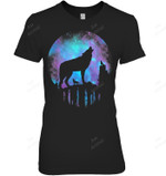Wolf Galaxy Moon Women Tank Top V-Neck T-Shirt