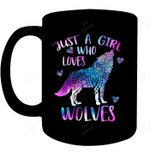 Just A Girl Who Loves Wolves Lover Watercolor Wolf Ornament Mug