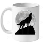 Wolf In Moon Light T Shirt Cool Full Dog Pup Howling Tee 1 Mug