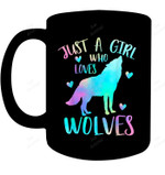 Just A Girl Who Loves Wolves Watercolor Cute Wolf Lover Mug