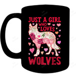 Wolf Just A Girl Who Loves Wolves Flower Women Cute Floral Mug