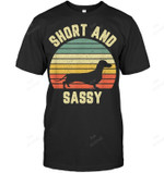 Vintage Dachshund Funny Weiner Dog Short And Sassy Men Tank Top V-Neck T-Shirt