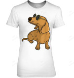 Dachshund Weiner Dog Sun Glasses Women Tank Top V-Neck T-Shirt