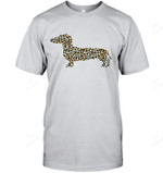 Cute Dachshund Dog In Leopard Print Men Tank Top V-Neck T-Shirt