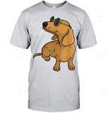 Dachshund Weiner Dog Sun Glasses Men Tank Top V-Neck T-Shirt