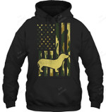 Camo Flag Dachshund Weiner Dog Patriotic Sweatshirt Hoodie Long Sleeve