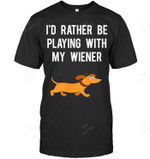 Funny Dachshund I'd Rather Be Playing With My Wiener Men Tank Top V-Neck T-Shirt