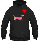 Valentines Weiner Daschund Doxie In Dog Dress Sweatshirt Hoodie Long Sleeve