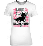 Dachshund Typography Funny Word Art Dog Lover Women Tank Top V-Neck T-Shirt