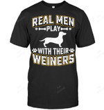 Real Play With Wiener Dog Puppie Dachshund Lover Men Tank Top V-Neck T-Shirt