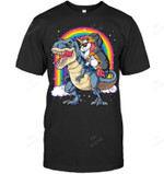 Dachshund Unicorn Dinosaur T Rex Kids Girls Rainbow Men Tank Top V-Neck T-Shirt