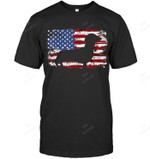 Dachshund Weiner Vintage American Flag Men Tank Top V-Neck T-Shirt