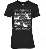 Dachshund Music Notes Musician Women Tank Top V-Neck T-Shirt
