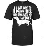 I Just Want To Drink Beer And Hang With My Weiner 1 Men Tank Top V-Neck T-Shirt