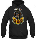 Cute Dachshund Dog Sunflower Decor Sweatshirt Hoodie Long Sleeve
