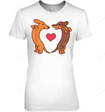 Weiner Dog Love Heart Cute Puppy Women Tank Top V-Neck T-Shirt