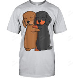 Dachshund Lover Weiner Dog 2 Dachshund Hugging Men Tank Top V-Neck T-Shirt