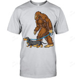 Bigfoot Dachshund Dog Walk Funny Sasquatch Lovers Men Tank Top V-Neck T-Shirt