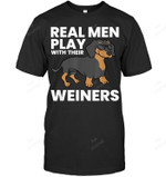 Real Men Play With Their Weiners Funny Dachshund Men Tank Top V-Neck T-Shirt
