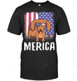 Merica Dachshund Dog Usa American Flag 4th Of July Patriotic Men Tank Top V-Neck T-Shirt
