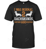 I Was Normal 2 Two Dog Vintage Dachshund Wiener Men Tank Top V-Neck T-Shirt