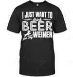 I Just Want To Drink Beer And My Weiner Adult Humor Dog Men Tank Top V-Neck T-Shirt