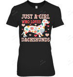 Just A Girl Who Loves Dachshunds Funny Cute Doxie Dog Women Tank Top V-Neck T-Shirt