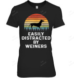 Easily Distracted By Weiners Weiner Dog Owner S Weenie Women Tank Top V-Neck T-Shirt
