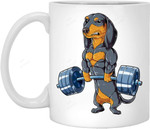 Dachshund Weightlifting Coffee Mug Funny Deadlift Fitness Gym Mug