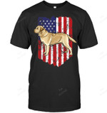 American Flag Yellow Labrador Retriever 4th Of July Usa Sweatshirt Hoodie Long Sleeve Men Women T-Shirt