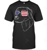 Labrador Retriever Usa Flag 4th Of July Sweatshirt Hoodie Long Sleeve Men Women T-Shirt