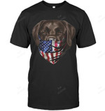 Brown Labrador In Patriotic Usa America Bandana Dog Sweatshirt Hoodie Long Sleeve Men Women T-Shirt