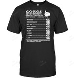 Corgi Nutrition Facts Sweatshirt Hoodie Long Sleeve Men Women T-Shirt