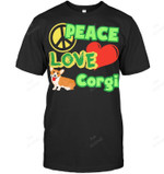 Peace Love Corgi Sweatshirt Hoodie Long Sleeve Men Women T-Shirt