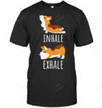 Inhale Exhale Corgi Yoga Meditation Workout Dog Mom Sweatshirt Hoodie Long Sleeve Men Women T-Shirt