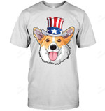 Corgi Uncle Sam 4th Of July Dog Puppy American Flag Sweatshirt Hoodie Long Sleeve Men Women T-Shirt