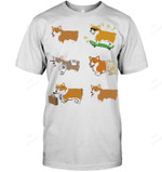 Cute The Many Breeds Of Corgis Cartoon Funny Sweatshirt Hoodie Long Sleeve Men Women T-Shirt