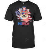 Corgi Merica Happy 4 July American Flag Sweatshirt Hoodie Long Sleeve Men Women T-Shirt